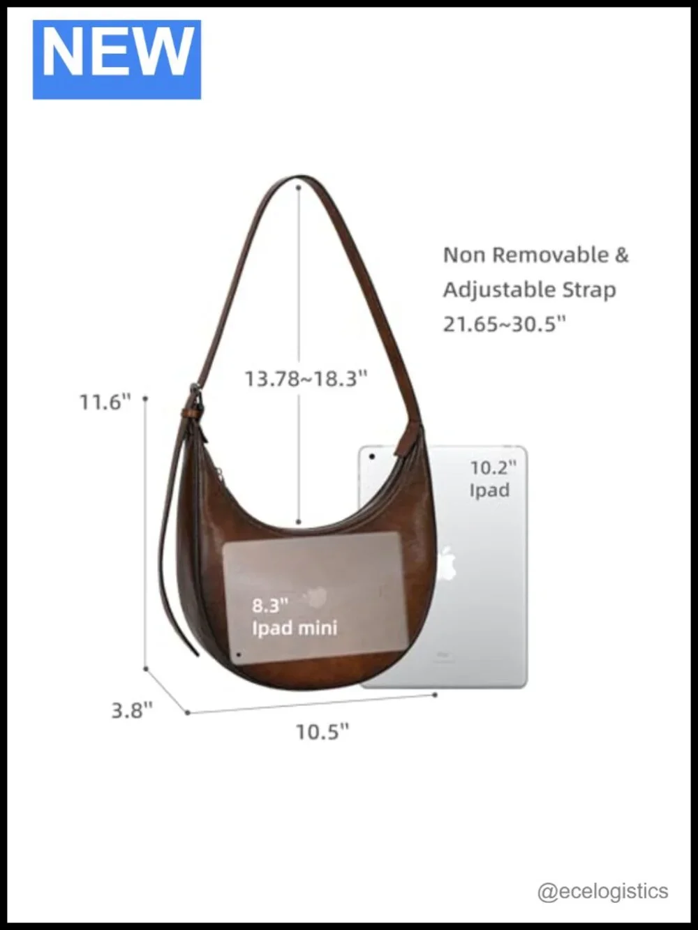 Genuine Leather Crossbody Bag for Women - Adjustable Strap Crescent Hobo Purse